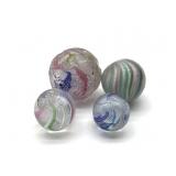 (4) Vintage Latticino Marbles 0.75' and Smaller