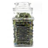 Marbles and Shooter Marbles in Lidded Glass