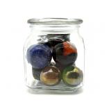 1.5' and Smaller Shooter Marbles in Lidded Glass