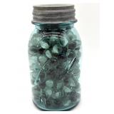 Marbles in Vintage Ball Perfect Mason Blue Glass