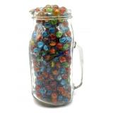 Marbles in Glass Ball Pitcher Jar