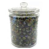 Marbles in Lidded Glass Jar