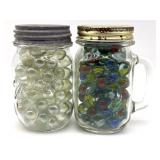 Marbles in (2) Glass Jars