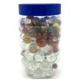 Shooter Marbles and Marbles in Plastic Jar