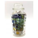 Shooter Marbles and Marbles in Lidded Glass