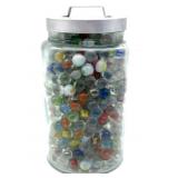 Marbles in Lidded Glass Jar