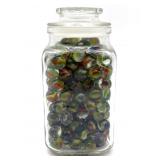Marbles in Lidded Glass Jar