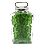Marbles in Triangular Glass Jar