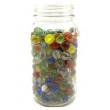 Shooter Marbles and Marbles in Glass Jar
