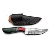 Custom Damascus Blade Knife with Colored Wood