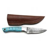 Damascus Blade Custom Knife with Sheath