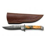 Damascus Blade Custom Knife with Sheath