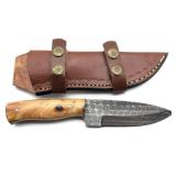 Custom Damascus Blade Knife with Wood Handle and