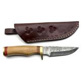 Custom Damascus Blade Knife with Sheath