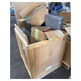 Plastic Bins in Wood Crate - bins are 16.5' x