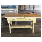 Vintage Wood and Metal Desk 67.5' x 29.5' x 34.5'