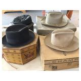 (4) Vintage Hats with Hat Boxes- Resistol