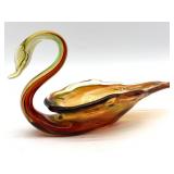 Art Glass Swan Dish 7' x 4'