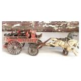 Cast Iron Horse Drawn Fire Patrol- dirty and
