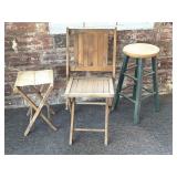 Wood Stool, Wood Folding Chair, and Wood Folding