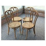 Vintage Bent Wood Cane Bottom Chair Set-
