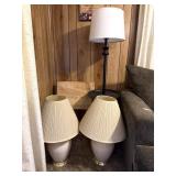 Floor Lamp, Table Lamps, and (2) TV Trays