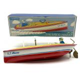 Johnson Wind-Up Tin Toy Speedboat Limited Edition