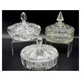 Vintage Glass Lidded Candy Dishes 7.5" x 5" and