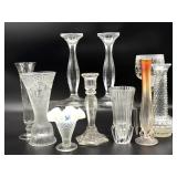 Glass Candlesticks and Vases 8" Tall and Smaller