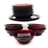 Avon Cape Cod Ruby Red Glass Plates and Bowls-