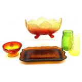 Amberina Footed Fruit Bowl, Last Supper Amber