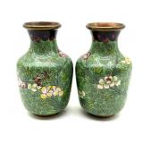 Pair of Cloisonné China Vases 4"- one has dent