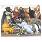 Ty Beanie Baby Monkeys, Zebra, Giraffe, Rhino,
