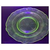 Vintage Uranium Glass Plate 7"- chip noted and