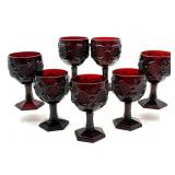(7) Avon Cape Cod Ruby Red Glass Goblets 6"