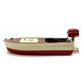 Vintage Wood Electric Boat with Tin Boat Motor-