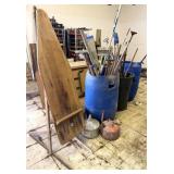 Antique Ironing Board. Barrels w/ Tools &