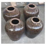 (4) Glazed Terracotta Planters 9"x14"T