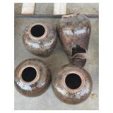 (3) Glazed Terracotta Planters 9"x14"T