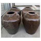 (4) Glazed Terracotta Planters 9"x14"T