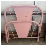 Vintage Pink Metal Twin Bed