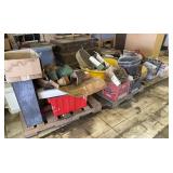 (3) Pallets, Hardware, Buckets Misc.