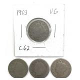 (4) Liberty Head V Nickels