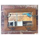 Antique Framed Mirror with Ornate Brass Coat