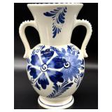 Delft Blue Hand-Painted Floral Double-Handled