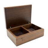 Vintage Wood Jewelry Box 8" x 5.5" x 3"