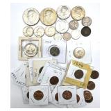 (2) Eisenhower Dollars, (4) Kennedy Half Dollars,