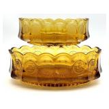 Pair of Fostoria Amber Coin Glass Oval Dishes 9"