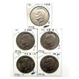 (5) 1972 Eisenhower Dollars