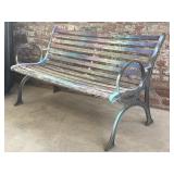 Cast Iron and Wood Bench 50" x 26" x 29"